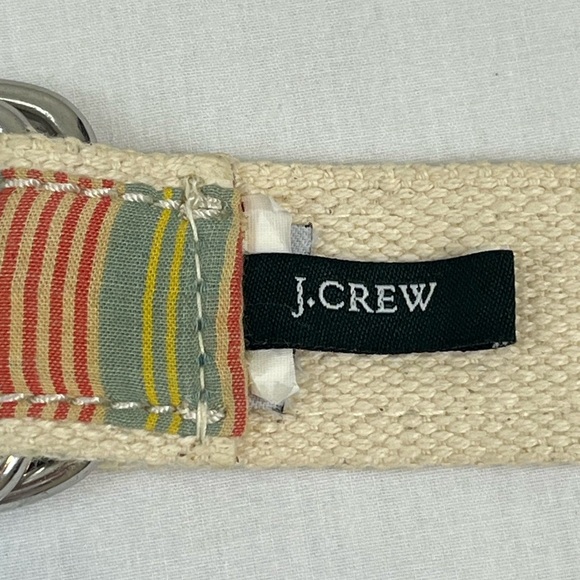 J Crew Starfish D-Ring Belt Plaid Woven Embroidered Cotton Webbing - Picture 9 of 9